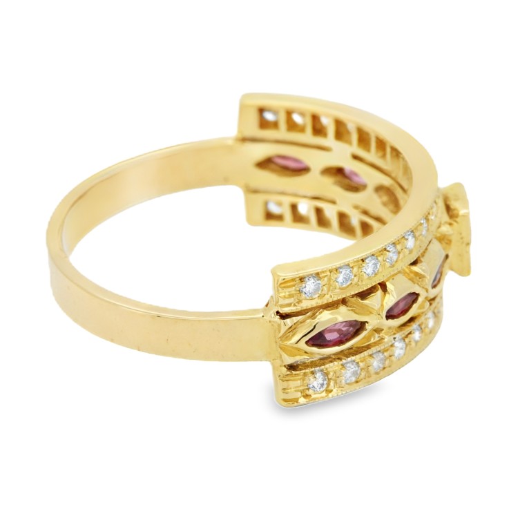 Anello Fascia Rubino Diamanti ct 0,41 Oro 18 kt
