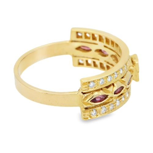 Anello Fascia Rubino Diamanti ct 0,41 Oro 18 kt