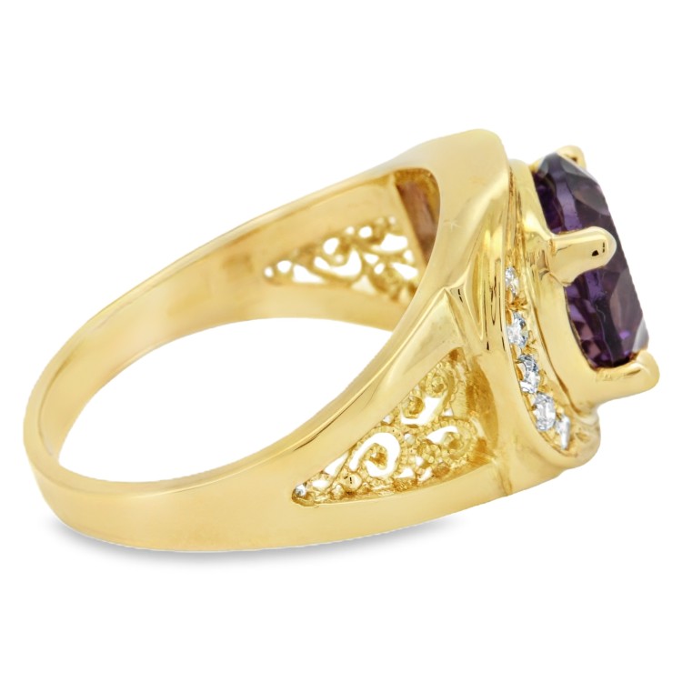 Anello Ametista ct 3,15 e Diamanti ct 0,18 F VVS in  Oro Giallo 750 18 kt 8,36 gr