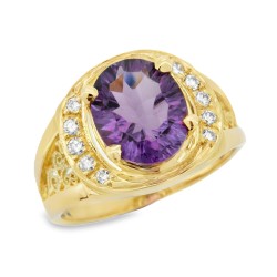 Anello Ametista ct 3,15 e Diamanti ct 0,18 F VVS in  Oro Giallo 750 18 kt 8,36 gr