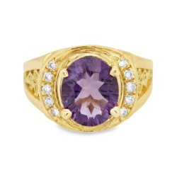 Anello Topazio Azzurro Diamanti ct 0,18 + T 3,50 Oro 18 kt 2