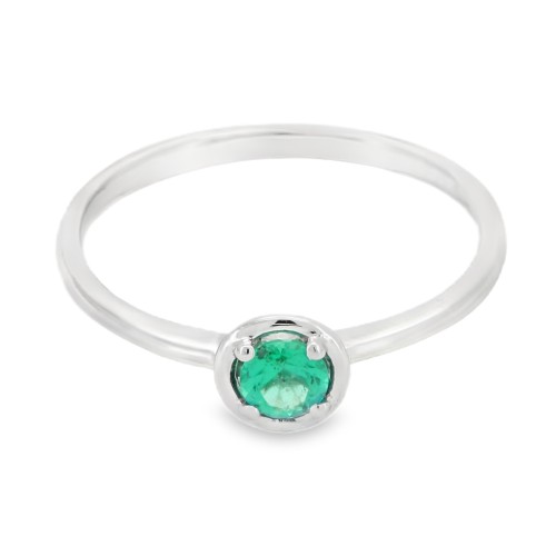 Anello Smeraldo Diamanti ct 0,04 Oro 18 kt
