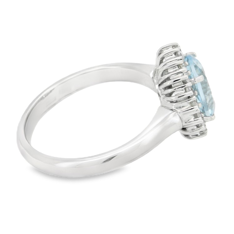 Anello Acquamarina Diamanti ct 0,33 Oro 18 kt