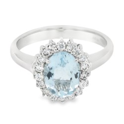 Anello Acquamarina ct 1,69 Diamanti ct 0,33 F VS2 Oro Bianco 18 kt 5,44 gr 2