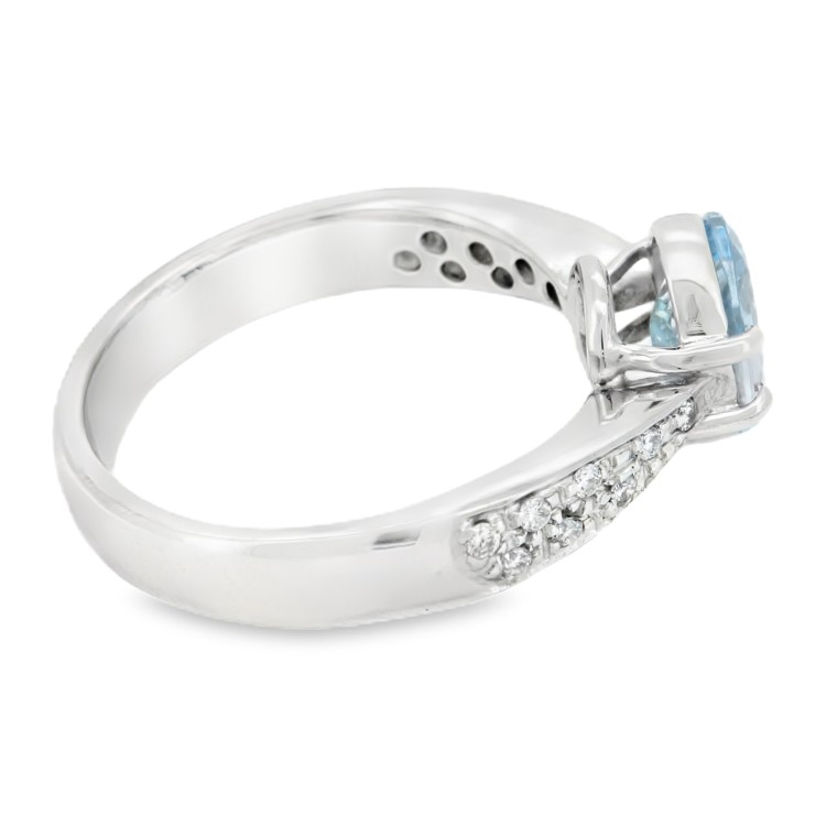 Anello Acquamarina Diamanti ct 0,16 Oro 18 kt