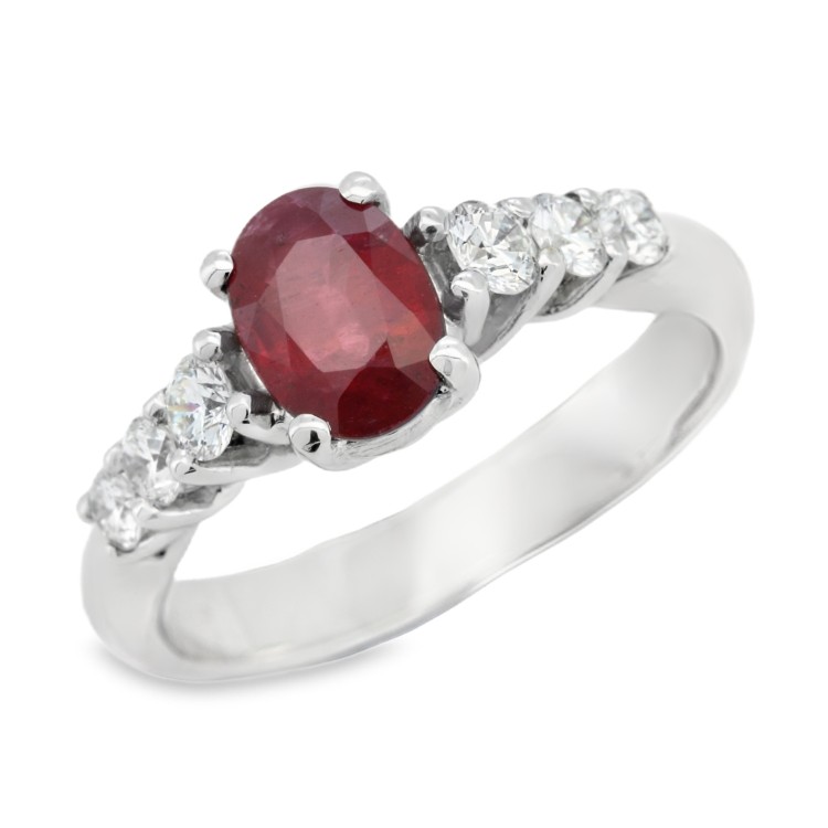 Anello Rubino Diamanti ct 0,41 Oro 18 kt