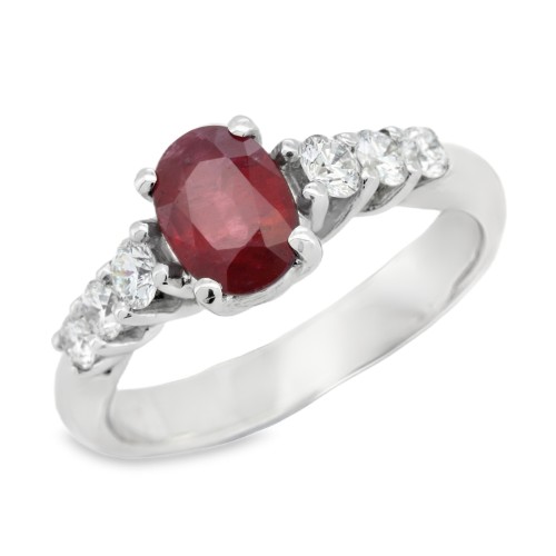 Anello Rubino Diamanti ct 0,41 Oro 18 kt