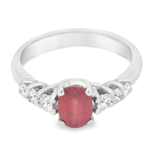 Anello Rubino Diamanti ct 0,41 Oro 18 kt