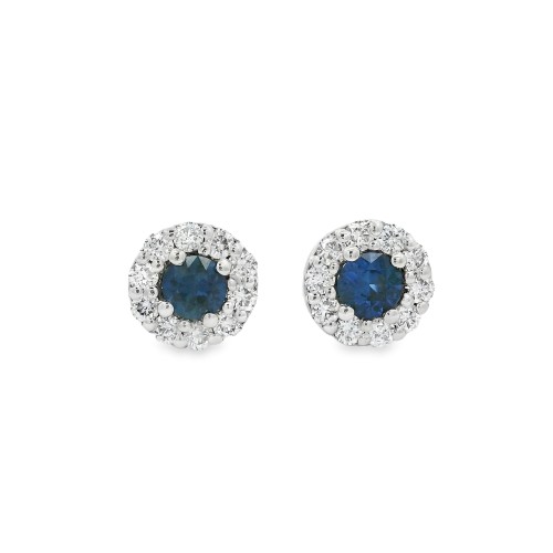 Orecchini Zaffiro ct 0,24 Diamanti ct 0,24 F VS Oro Bianco 18 kt 1,98 gr