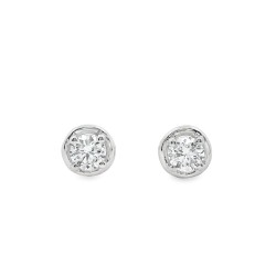 Orecchini Punto Luce 4GR Cerchio Diamanti ct 0,21 F VS Oro Bianco 750 18 kt 1,22 gr
