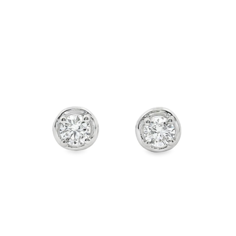 Orecchini Punto Luce 4GR Cerchio Oro Bianco 750 18 kt e Diamanti ct 0,21 F VS 1,22 gr