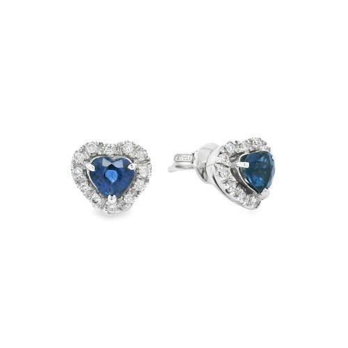 Orecchini Cuore con Smeraldo Diamanti ct 0,18 Oro 18 kt