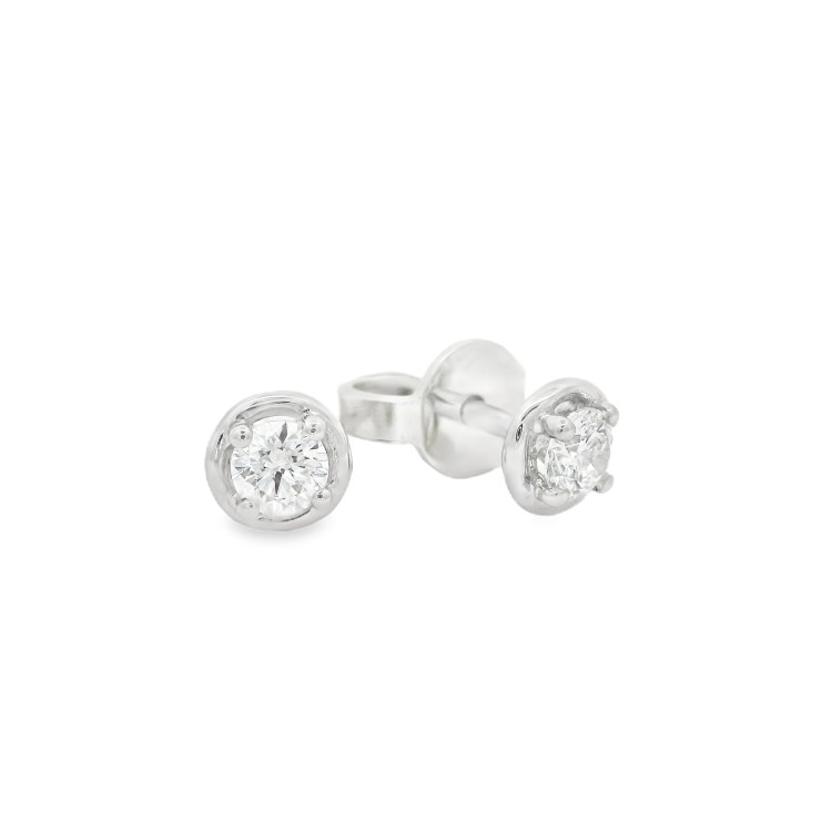 Orecchini Punto Luce 4GR Cerchio Diamanti ct 0,21 F VS Oro Bianco 750 18 kt 1,22 gr