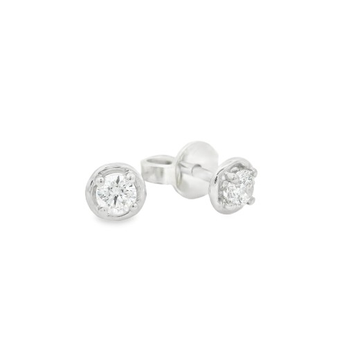 Orecchini Punto Luce 4GR Cerchio Oro Bianco 750 18 kt e Diamanti ct 0,21 F VS 1,22 gr