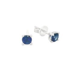 Orecchini Zaffiro Blu Punto Luce 4V ct 0,51 Misura 3,9 mm taglio rotondo Oro Bianco18 kt 1,36 gr 2
