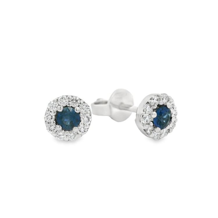 Orecchini Zaffiro ct 0,24 Diamanti ct 0,24 F VS Oro Bianco 18 kt 1,98 gr