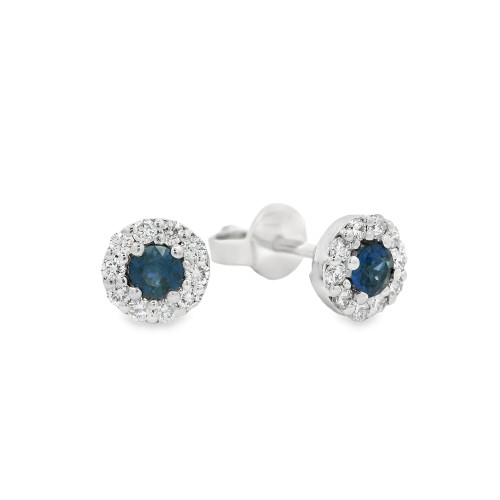 Orecchini Zaffiro ct 0,24 Diamanti ct 0,24 F VS Oro Bianco 18 kt 1,98 gr