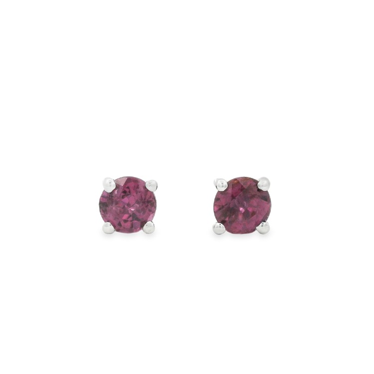 Orecchini Zaffiro Rosa Punto Luce 4V ct 0,84 Misura 4,3 mm taglio rotondo Oro Bianco18 kt 1,21 gr