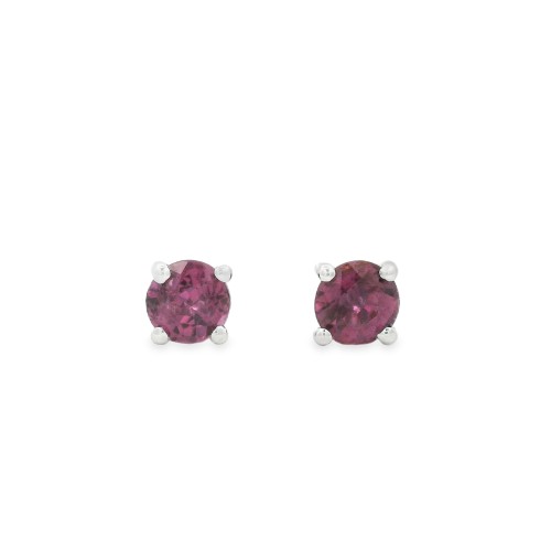 Orecchini Zaffiro Rosa Punto Luce 4V ct 0,84 Misura 4,3 mm taglio rotondo Oro Bianco18 kt 1,21 gr