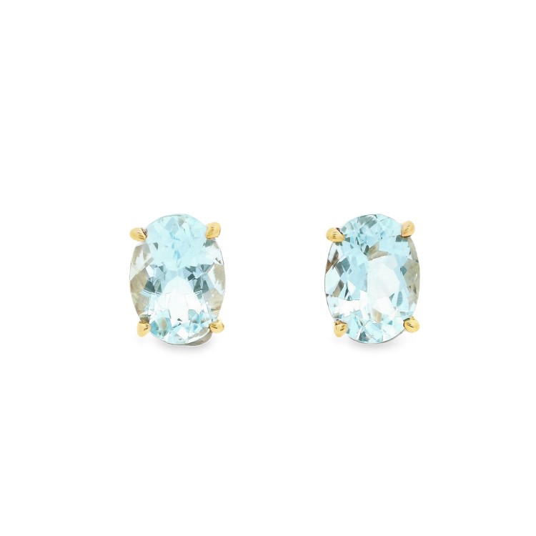 Orecchini Acquamarina Ovale 7 x 5 ct 1,29 Oro Giallo 18 kt 1,69 gr