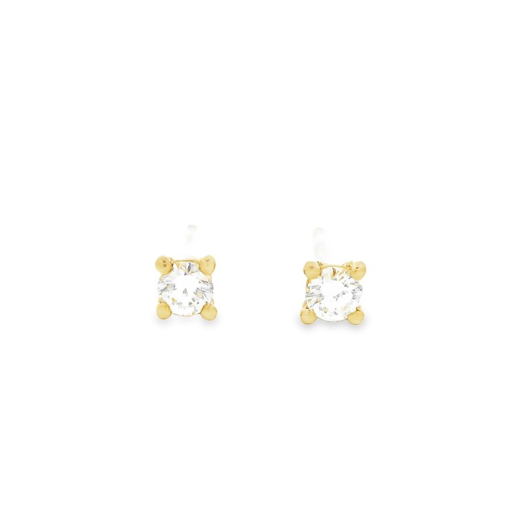 Orecchini Punto Luce 4VF Diamante ct 0,19 F VS Oro Giallo 18 kt 1,20 gr