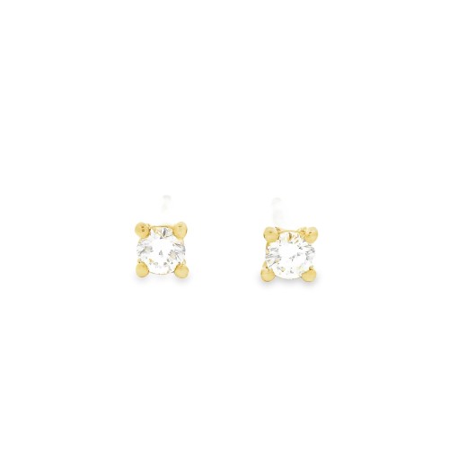 Orecchini Punto Luce 4VF Diamante ct 0,19 F VS Oro Giallo 18 kt 1,20 gr