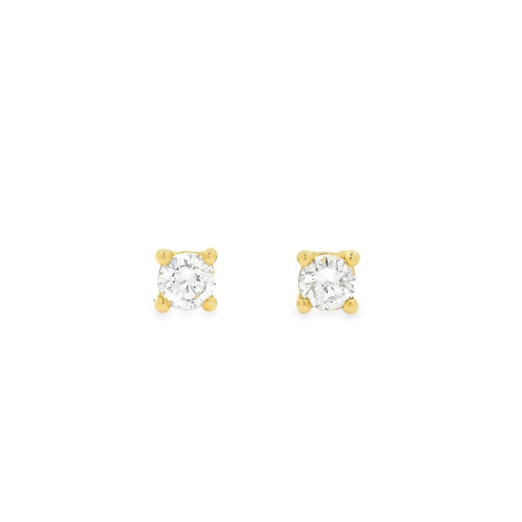 Orecchini Punto Luce 4VF Diamante ct 0,24 F VS Oro Giallo 18 kt 1,30 gr