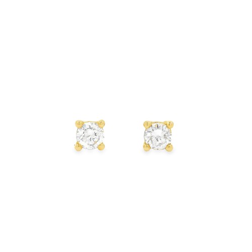 Orecchini Punto Luce 4VF Diamante ct 0,24 F VS Oro Giallo 18 kt 1,30 gr