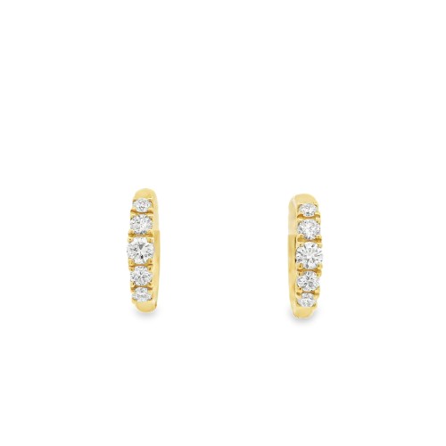 Orecchini a Cerchio a scalare 14,8 x 2,8 x 2,4 mm Diamanti ct 0,43 EF VS Oro Giallo 18 kt 3,28 gr