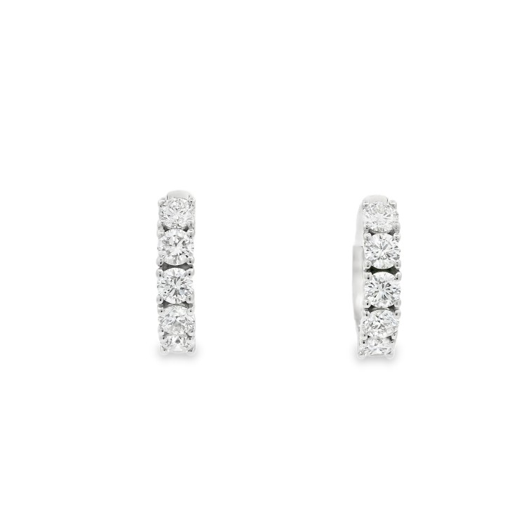 Orecchini a Cerchio 16 x 3,3 x 2,4 mm Diamanti ct 1,05 EF SI Oro Bianco 18 kt 3,20 gr