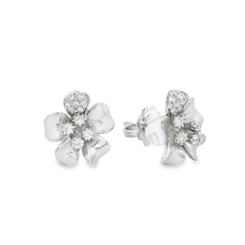 Orecchini a Fiore Diamanti ct 0,26 Oro 18 kt