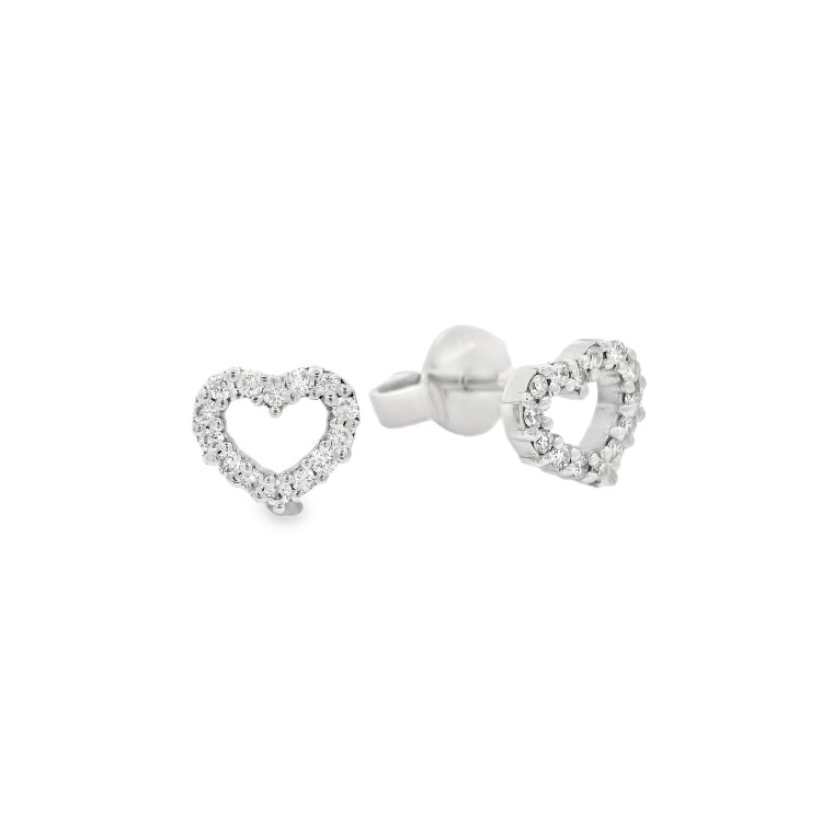 Orecchini a Cuore Diamanti ct 0,14 F VS misure 6,6 x 6 mm Oro 18 kt 1,55