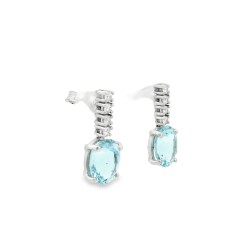 Orecchini Acquamarina Pendenti Ovale 9 x 7 mm ct 3,52 e Diamanti Taglio a Brillante ct 0,22 F VS2 Oro Bianco 750 18 kt 3,01 gr  2