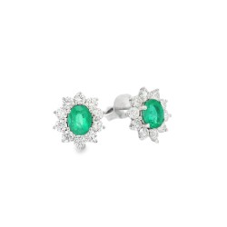 Orecchini Margherita Smeraldi ct 0,90 Diamanti ct 0,77 EVS  Oro Bianco 750 18 kt 2,36 gr 2