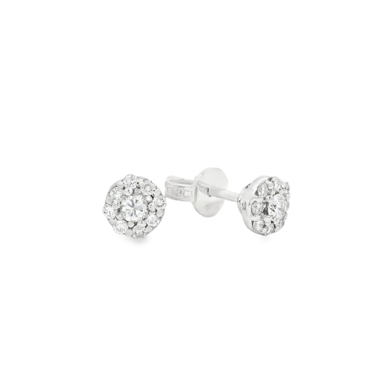 Orecchini Diamanti ct 0,12 + 0,16 F VS2 Oro Bianco 18 kt 1,78 gr