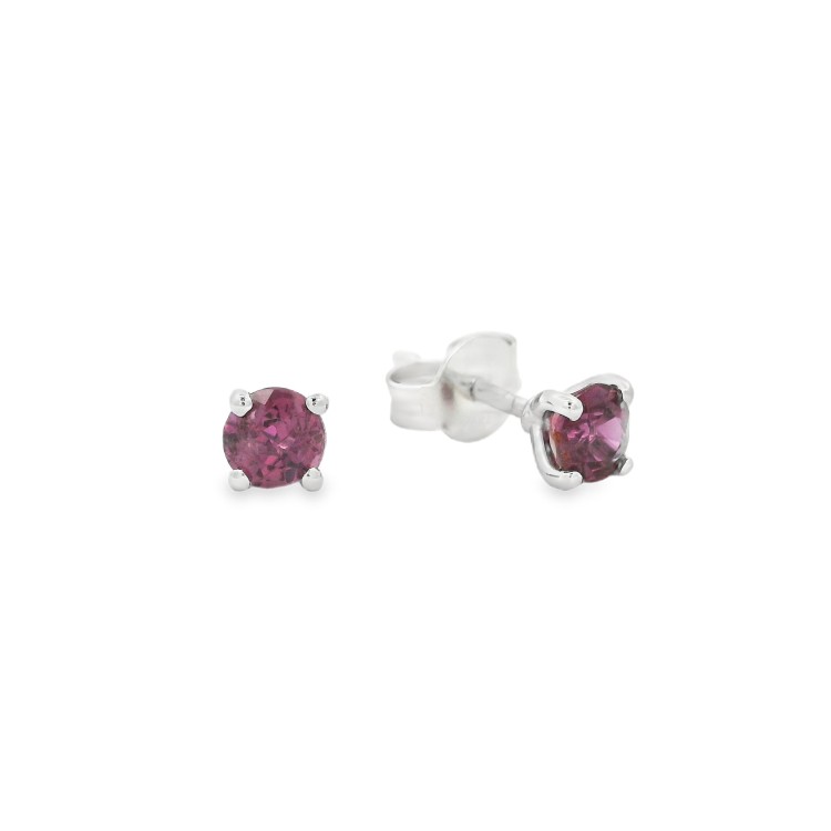 Orecchini Zaffiro Rosa Punto Luce 4V ct 0,84 Misura 4,3 mm taglio rotondo Oro Bianco18 kt 1,21 gr