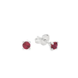 Orecchini Rubino Punto Luce 4V ct 0,35 Misura 3,3 mm taglio rotondo Oro Bianco18 kt 1,09 gr 2