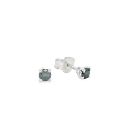 Orecchini Diamante Nero Punto Luce 4V ct 0,29 Misura 3,3 mm taglio rotondo Oro Bianco18 kt 1,07 gr 2