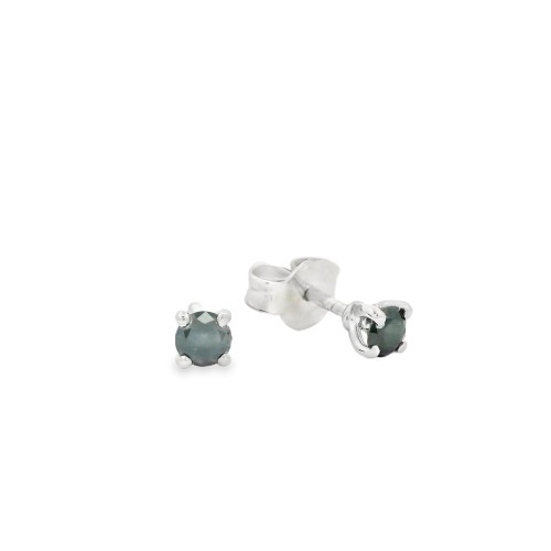 Orecchini Diamante Nero Punto Luce 4V ct 0,29 Misura 3,3 mm taglio rotondo Oro Bianco18 kt 1,07 gr
