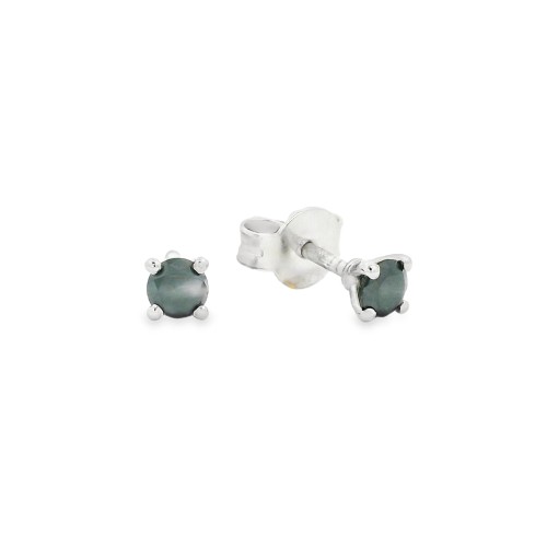 Orecchini Diamante Nero Punto Luce 4V ct 0,35 Misura 3,4 mm taglio rotondo Oro Bianco18 kt 0,96 gr
