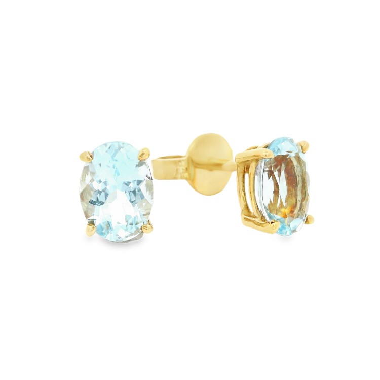 Orecchini Acquamarina Ovale 7 x 5 ct 1,29 Oro Giallo 18 kt 1,69 gr