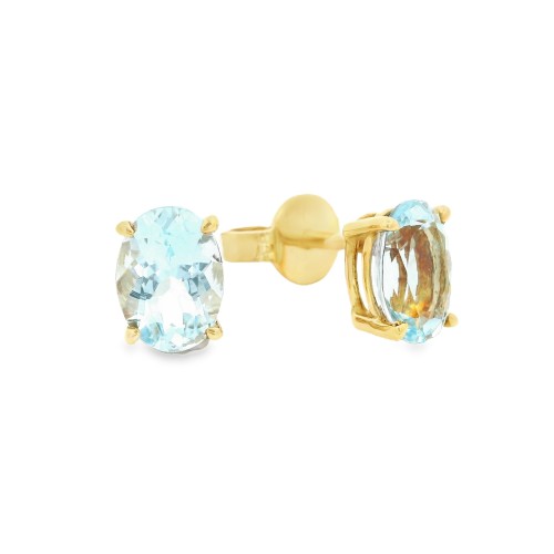 Orecchini Acquamarina Ovale 7 x 5 ct 1,29 Oro Giallo 18 kt 1,69 gr