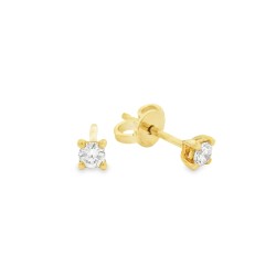 Orecchini Punto Luce 4VF Diamante ct 0,19 F VS Oro Giallo 18 kt 1,20 gr 2