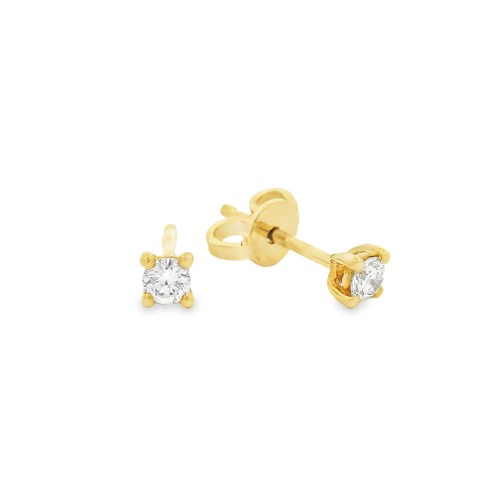 Orecchini Punto Luce 4VF Diamante ct 0,19 F VS Oro Giallo 18 kt 1,20 gr