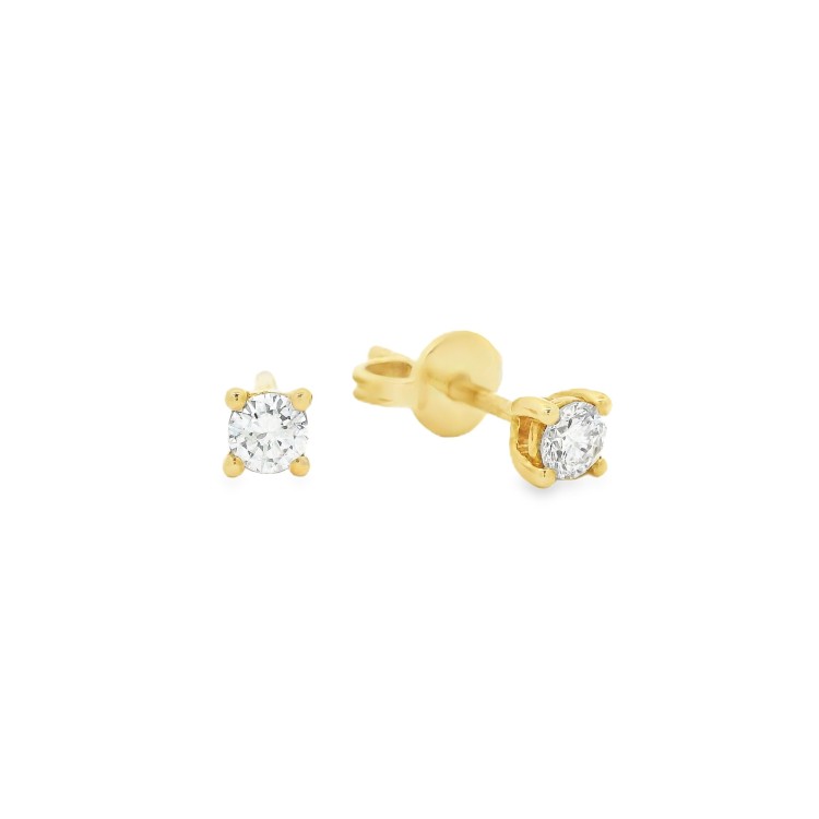 Orecchini Punto Luce 4VF Diamante ct 0,24 F VS Oro Giallo 18 kt 1,30 gr