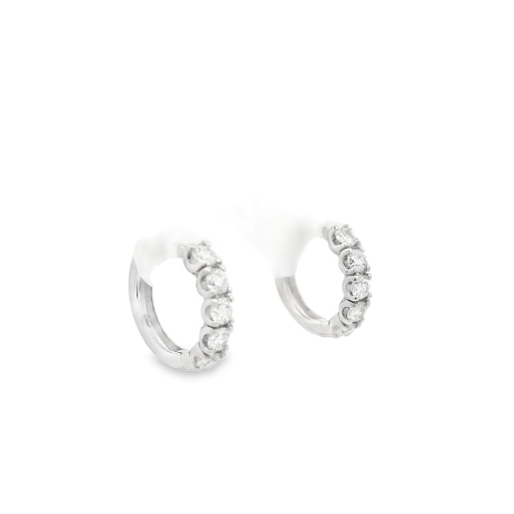 Orecchini Cerchio 11,5 x 2,7 x 2,1 mm Diamanti ct 0,38 EF SI1 Oro Bianco 18 kt 1,74 gr