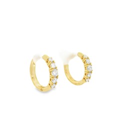 Orecchini a Cerchio a scalare 14,8 x 2,8 x 2,4 mm Diamanti ct 0,43 EF VS Oro Giallo 18 kt 3,28 gr 2