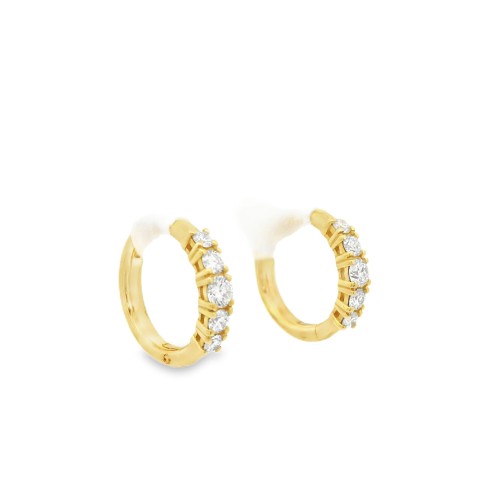 Orecchini a Cerchio a scalare 14,8 x 2,8 x 2,4 mm Diamanti ct 0,43 EF VS Oro Giallo 18 kt 3,28 gr