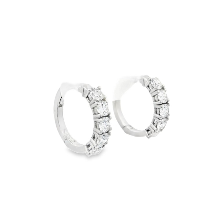 Orecchini a Cerchio 16 x 3,3 x 2,4 mm Diamanti ct 1,05 EF SI Oro Bianco 18 kt 3,20 gr