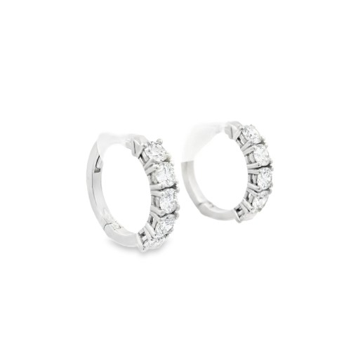 Orecchini a Cerchio 16 x 3,3 x 2,4 mm Diamanti ct 1,05 EF SI Oro Bianco 18 kt 3,20 gr